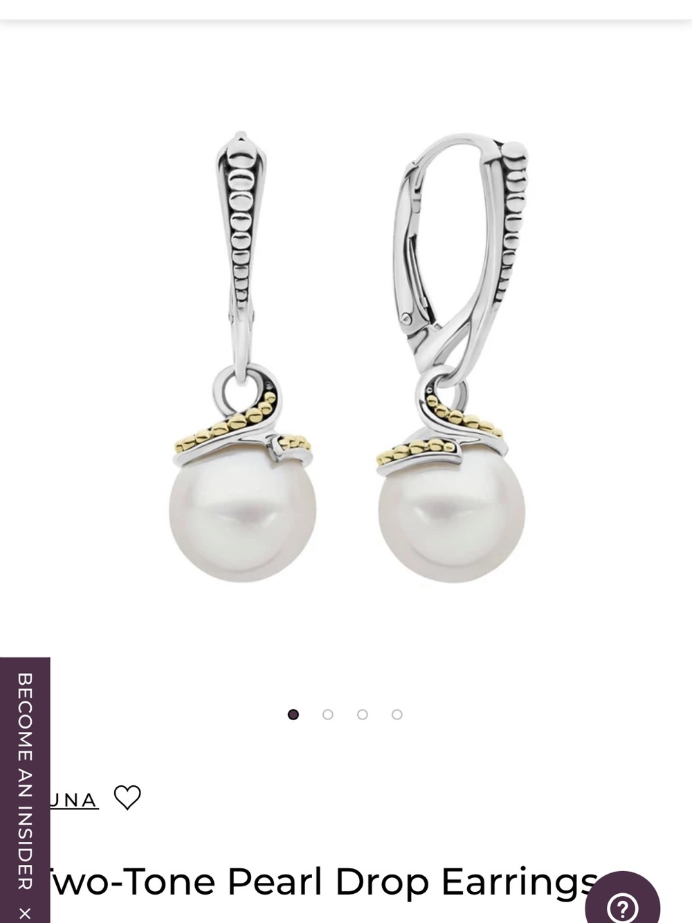 Lagos Luna Pearl Drop Earrings in Silver and Gold Like New